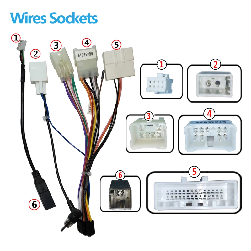 Conector Android Car Radio Wire para Toyota, Cablagem Plug, Adaptador de cabo de alimentação, 16 Pin, Novo