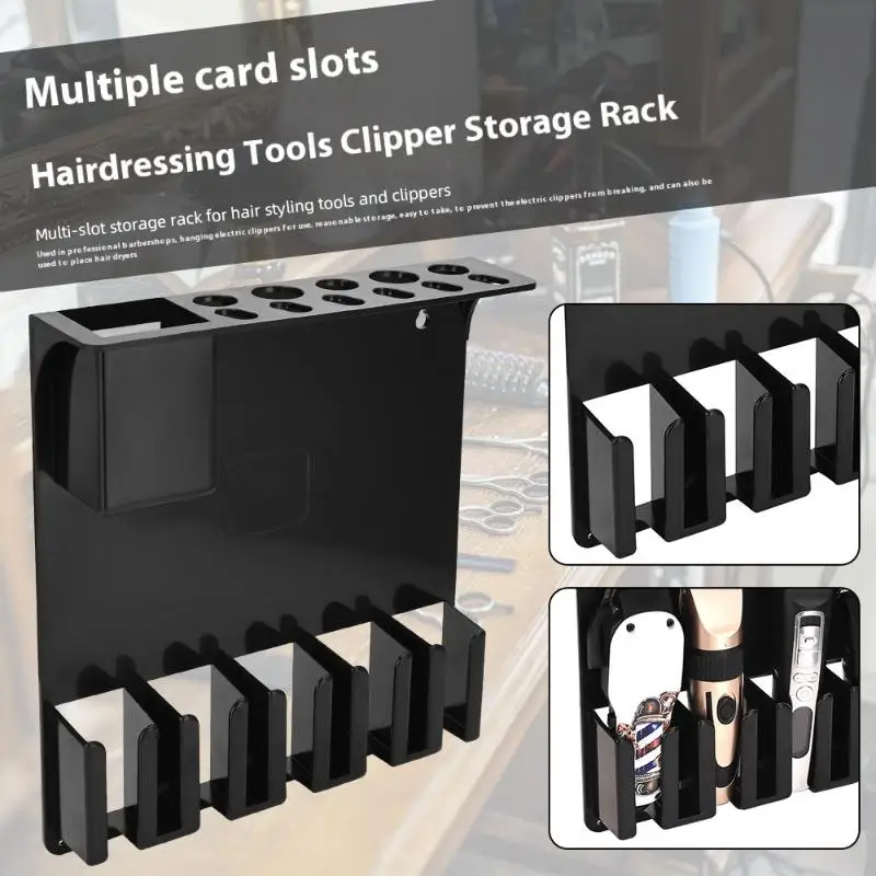 

Wall-Mounted Hair Clipper Rack: Multi-Tool Holder for Trimmers, Shavers & Dryers - Barber Salon Storage Solution