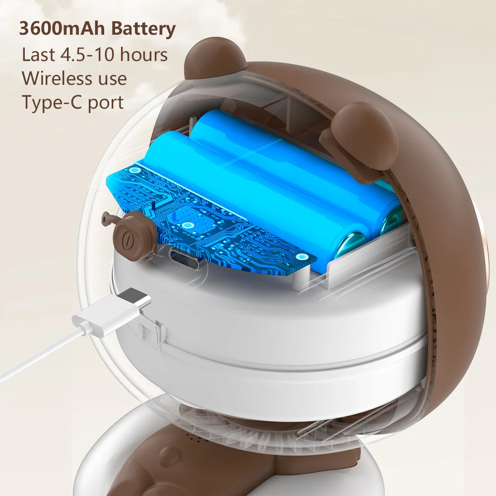 Ventilador de cochecito de bebé con USB, Enfriador de aire eléctrico inalámbrico, batería de 3600mAh, portátil, sin cuchilla, recargable, Mini