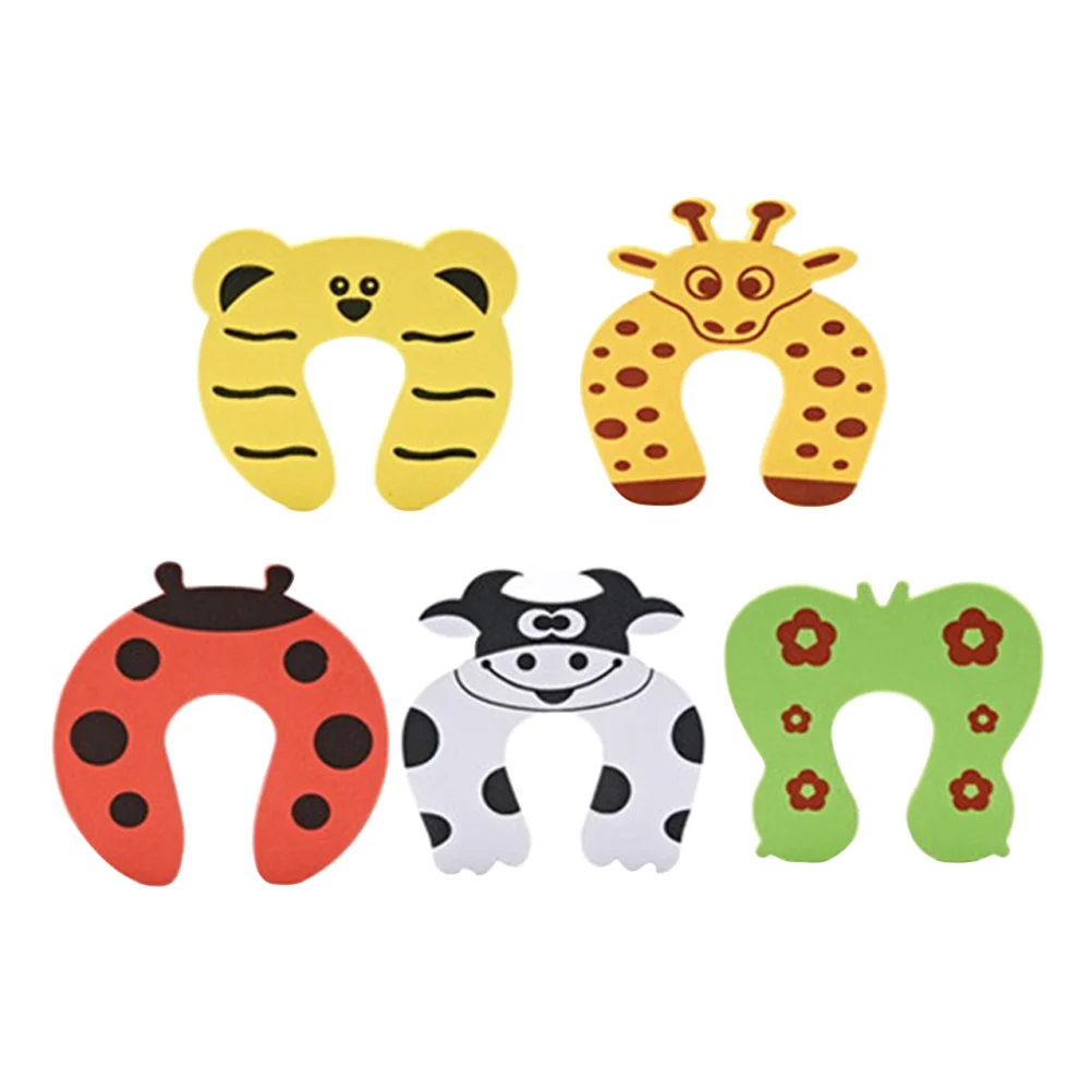 5 Pcs Baby Finger Pinch Guard Cartoon Door Stopper Safety Child Door Protector Anti Slam Foam Material Family Home Use