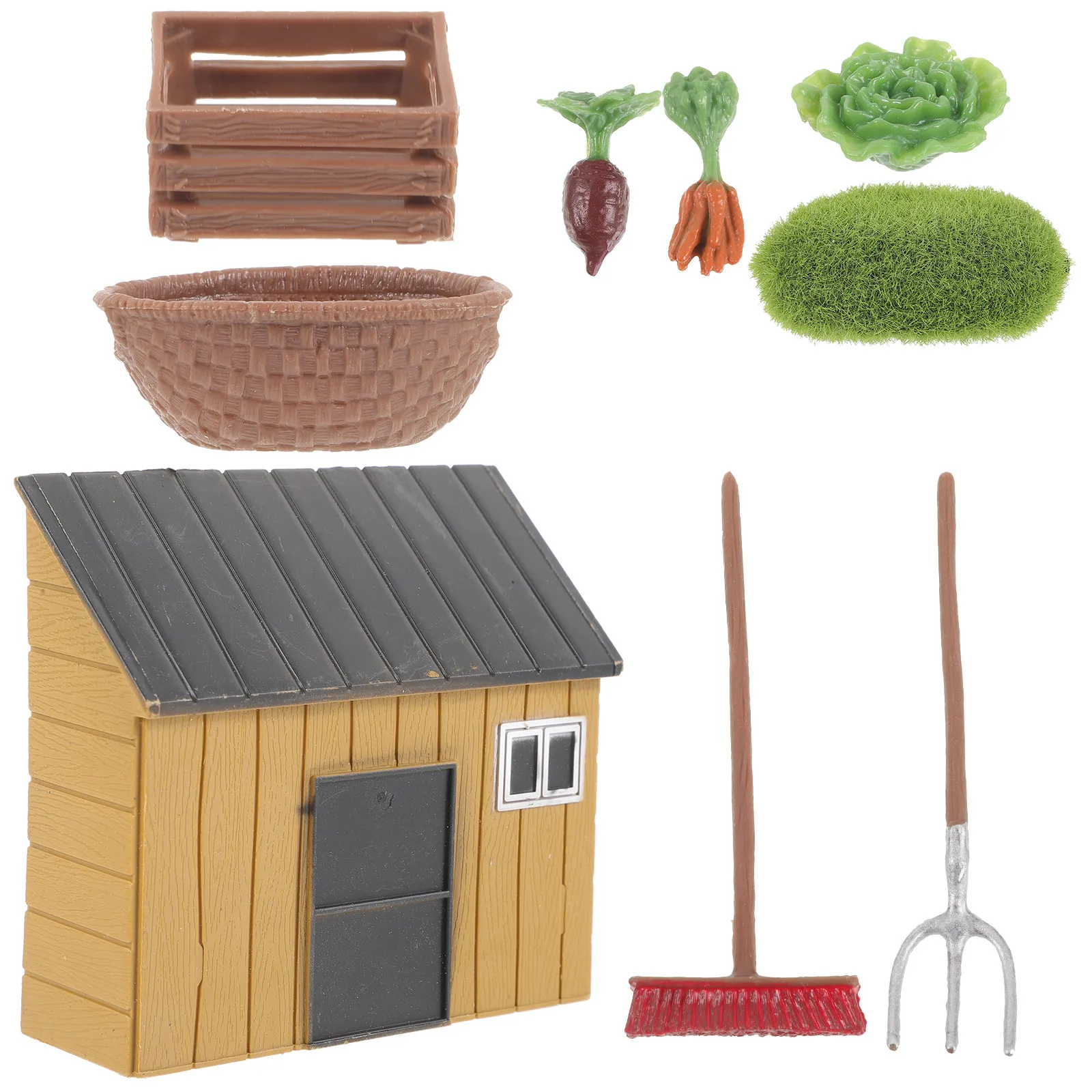 

1Set Mini Farmhouse Creative Plastic Miniature Garden Accessory Vivid Design Micro House Decor Mini Farmhouse House Garden