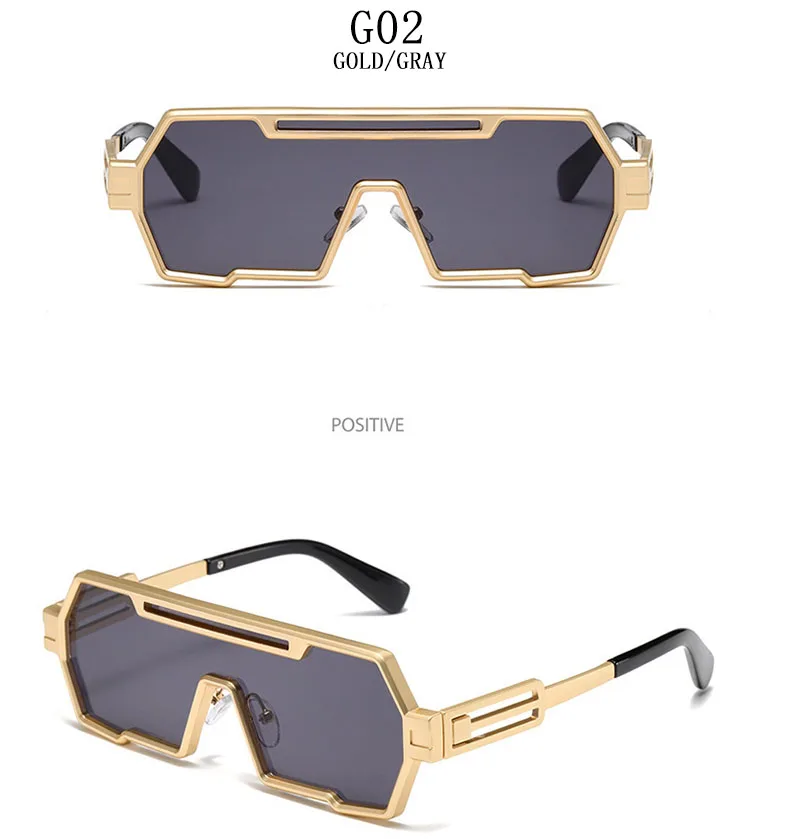 Heavy Metal Steampunk Sonnenbrille Für Männer Platz Vintage Punk Mode Gläser Retro Gafas De Sol Hombre Lunette De Soleil Homme – Detail 18
