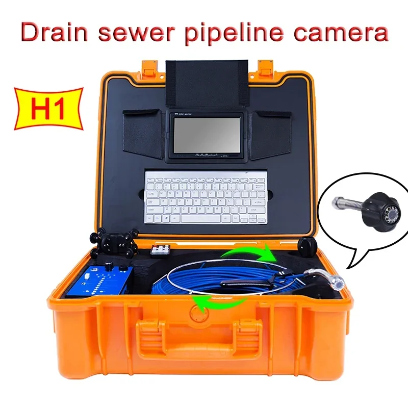 HD 1080p Drain Sewer Pipeline Camera Type Function Endoscope H1 Pipe Inspection System with ABS Box Meter Counter Remote Control