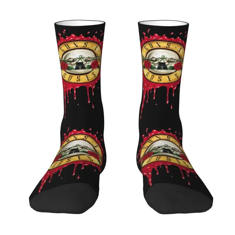 Custom Guns N Roses Bullet Logo Men's Crew Socks Unisex Fun Hard Rock Band Spring Summer Autumn Winter Dress Socks