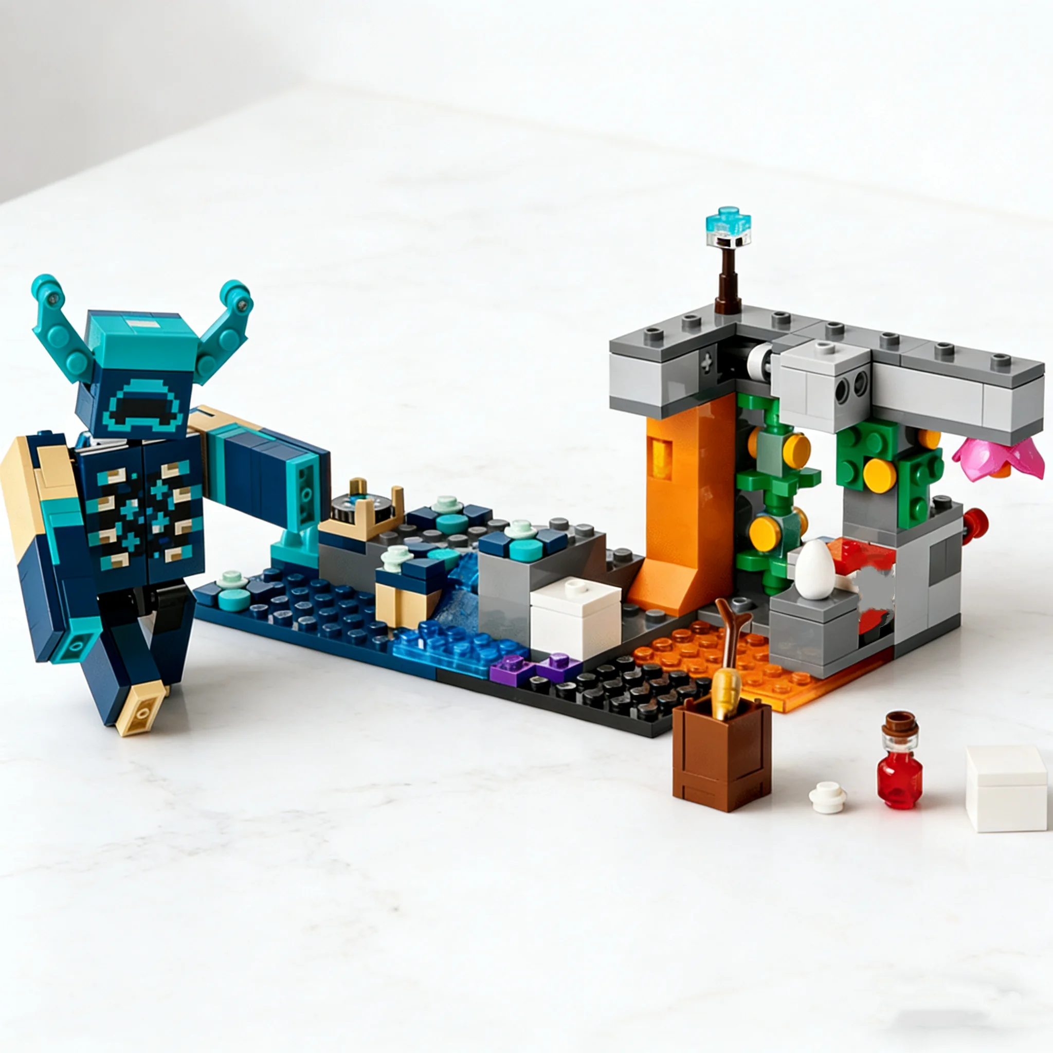 Conjuntos Compatíveis com MOC de Terceiros: Blocos de Montar Série My Pixel World 21274 - Encontro do Guardião: Batalha Sombria (Brinquedos de Montar)