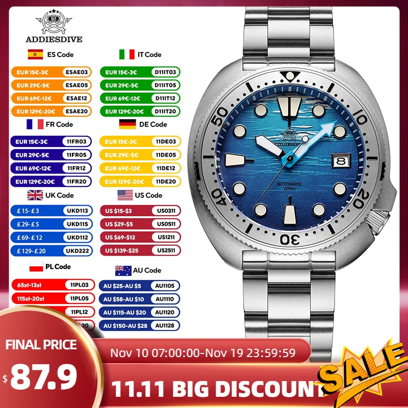 

ADDIESDIVE Waterproof Men's Mechanical Wristwatches Calendar Automatic Watch Luminous NH35A Steel Luxury Business Diving Watches