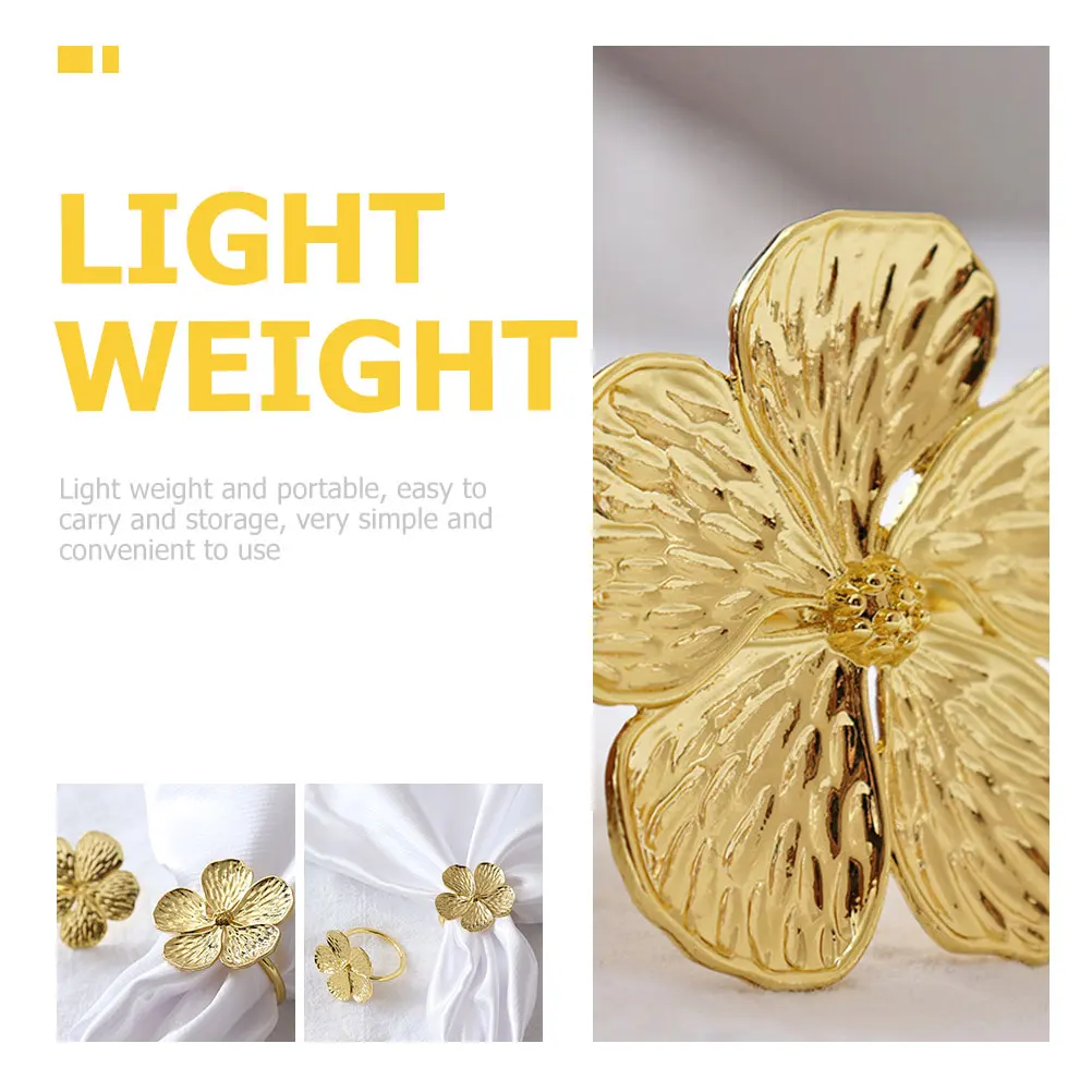 

6pcs Metal Napkin Rings Wedding Party Decorations Flower Design Alloy Holders Household Banquet Table Accessories Reusable