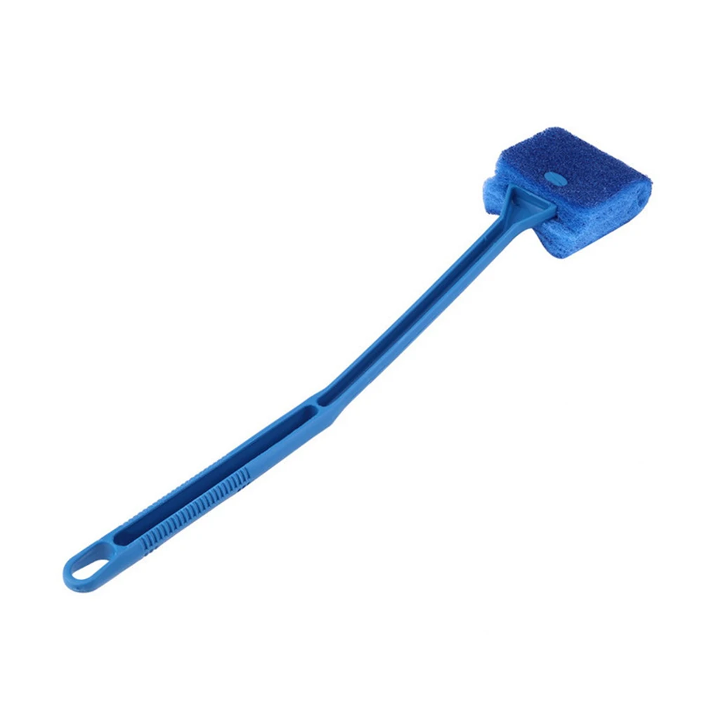 

Aquarium Fish Tank Cleaner Cleaning Brush 400x65x35mm Blue Plastic Double Sided Scrubber Sponge Non Slip Handle Algae Remover