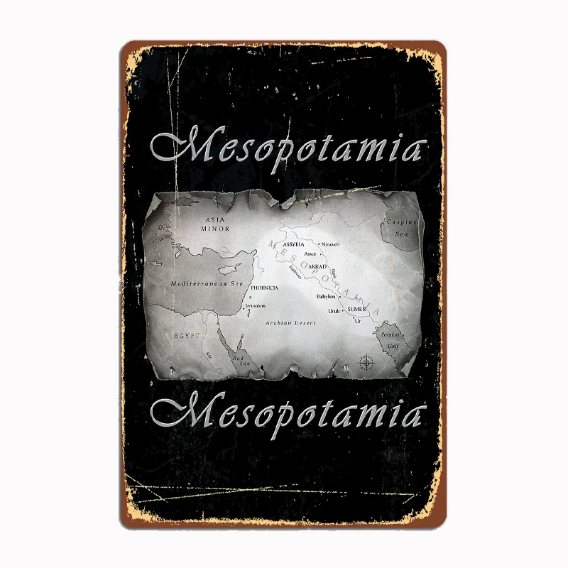 MESOPOTAMIA Metal Sign Wall Decor Living Room Mural Decoration for Bar Club Man Cave Wall Decoration