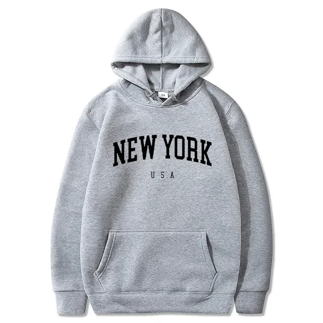 Men Women New York U.S.A City Hoodies Fashion Letter Printed Graphic Sweatshirts Loose Casual Harajuku Hooded Pullover Sportwear