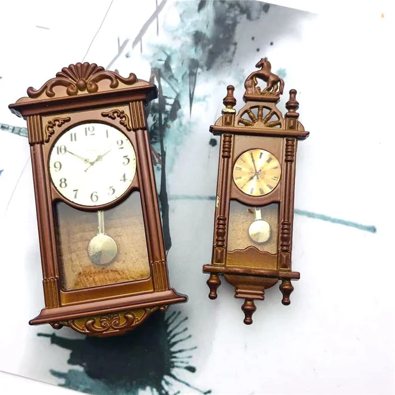 1/12 Doll House Scene Mininature Roman Clock Pendant Clock Living Room Wall Clock Decoration Doll House Accessories A