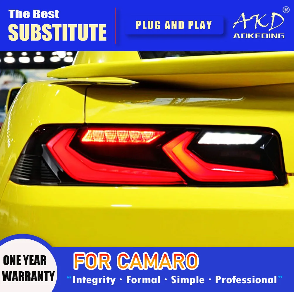 

Задний фонарь AKD для Chevrolet camaro RS, светодиодный задний фонарь 2014-2015 camaro RS, задний противотуманный тормозной сигнал, автомобильные аксессуары