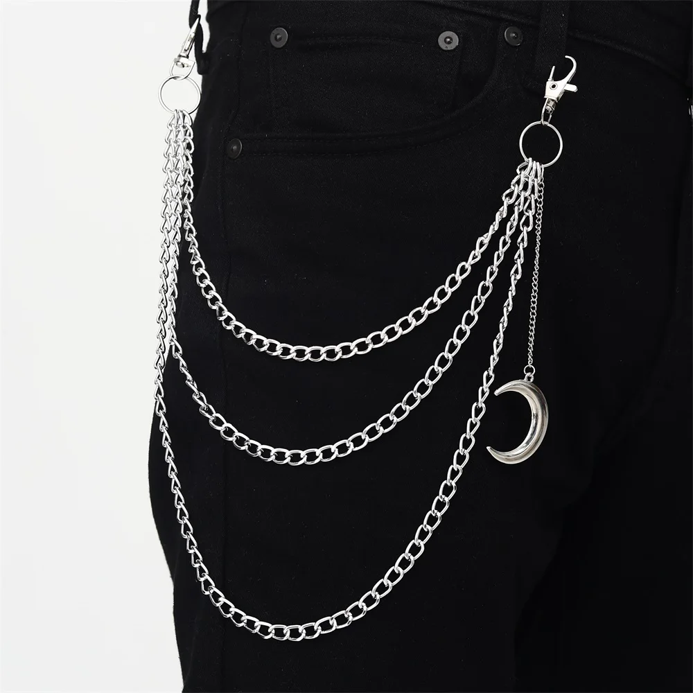 Moon Pendant Chain On The Jeans Pants Women Punk Keychains for Men Egirl eBoy Harajuku Grunge  Accessories