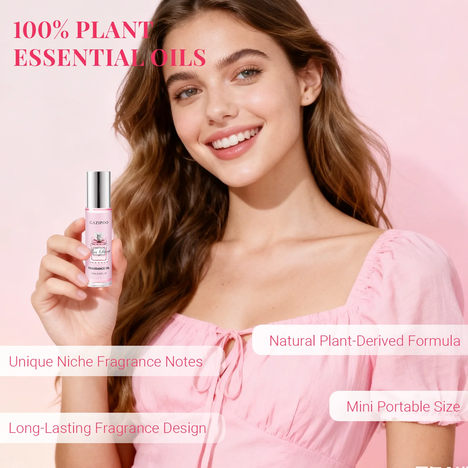 Eau de parfum floral de 10 ml para mujer, con nota superior de mandarín, nota de corazón de rosa y nota base de parcheouli. Fra de larga duración