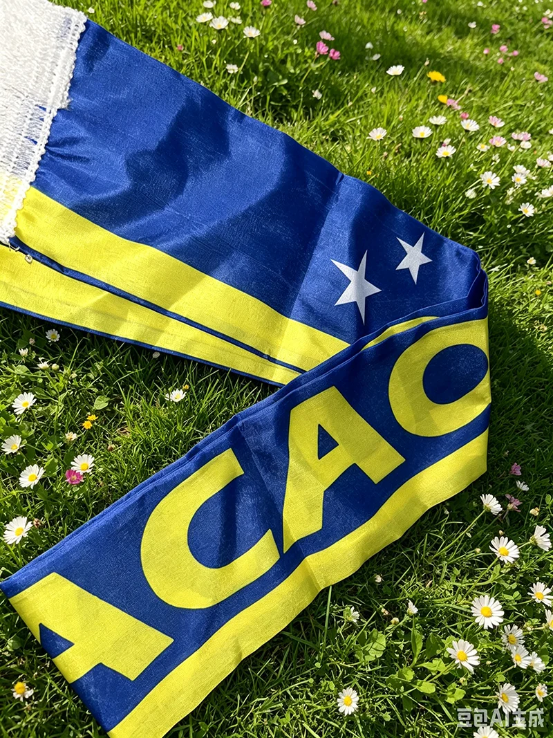 14x135cm  Curacao Scarf   Double-sided Printed  Satin  Curacao Flag Scarf Tassels Suitable for Football, Sports