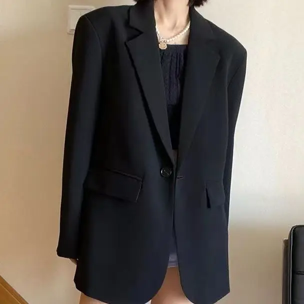 Oversize Luxury Black Blazer Women Spring Autumn Coat High-end Loose Casual Long Sleeve Design Suits Chic Blazer Mujer New