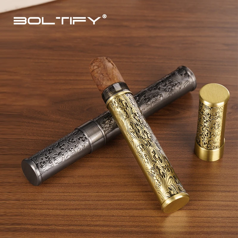 

Cigars Case Single Tube Humidor Moisturizing Seal Cover Portable Metal Box Travel Outdoor Waterproof Cigar Accessories for Men