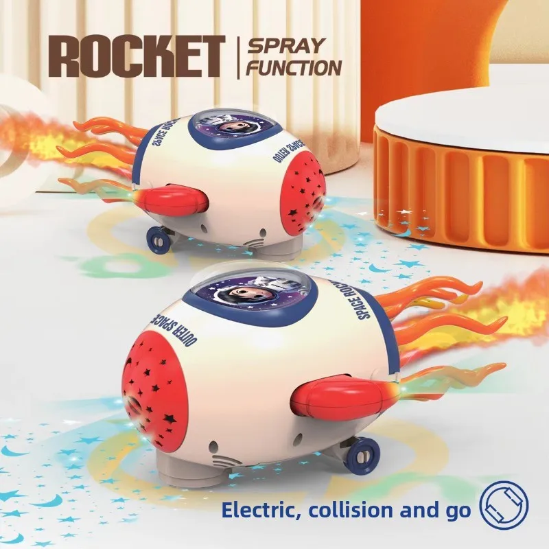 Elektrisches tanzendes Raketenspielzeug, automatische Hindernisvermeidung/Projektion/Licht und Musik/Spray, interaktiver kriechender Tanz, Tintenfisch für Babys
