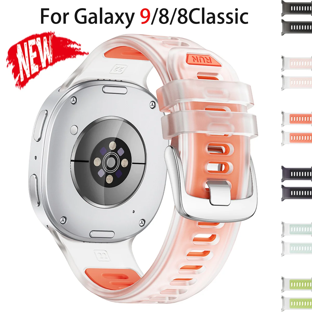 Durchscheinendes Silikonarmband für Samsung Galaxy Watch 9 8 8Classic 40/44/46mm Sportarmband für Samsung 9 40 44mm Correa