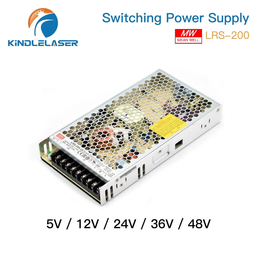 

Импульсный источник питания KINDLELASER Meanwell LRS-200-5 В 12 В 15 В 24 В 36 В 48 В MEANWELL AC/DC 200 Вт с одним выходом