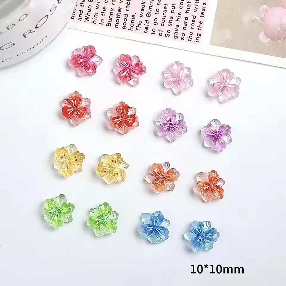 50 stks Gekleurde Perzik Bloesem Nagels Charms Art Decoraties 3D Dopamine Leuke Ijs Sakura Nail Charms Gradiënt Bloem Nagel Onderdelen