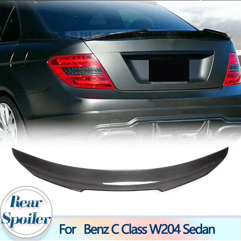 Car Rear Trunk Spoiler Wings for Mercedes-Benz C Class W204 C300 4-Door 2007-2014 Carbon Fiber Rear Spoiler Boot Lid Wing Lip