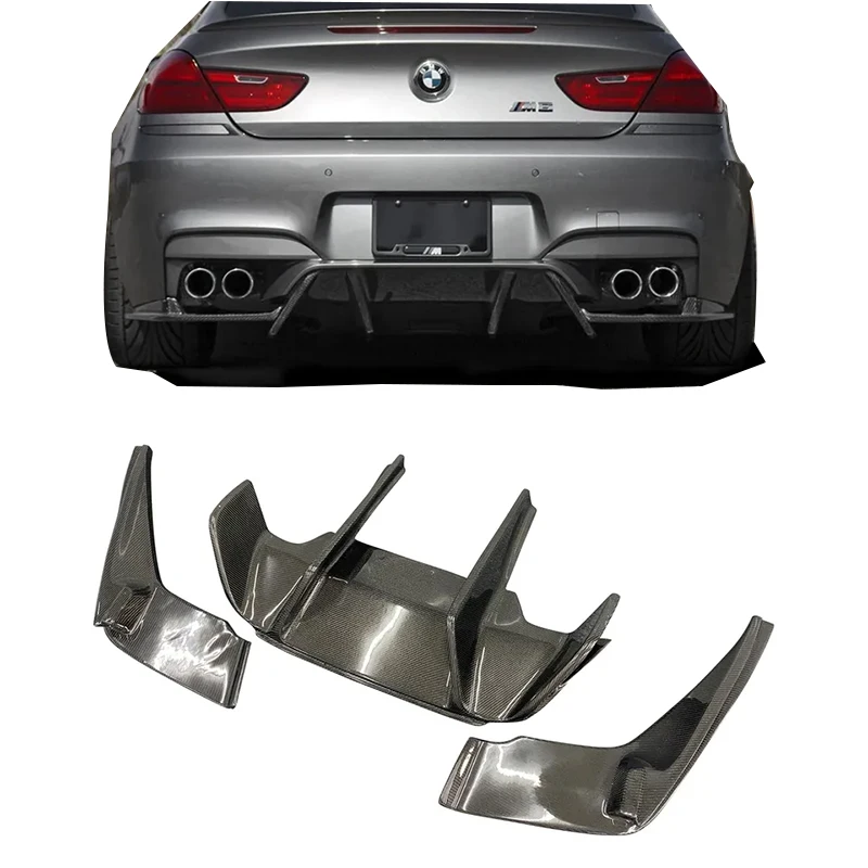 

FD Style Carbon Fiber Rear Diffuser for 6 Series M6 F12 F13 F06 3 Pieces Rear Bumper Lip High Quality