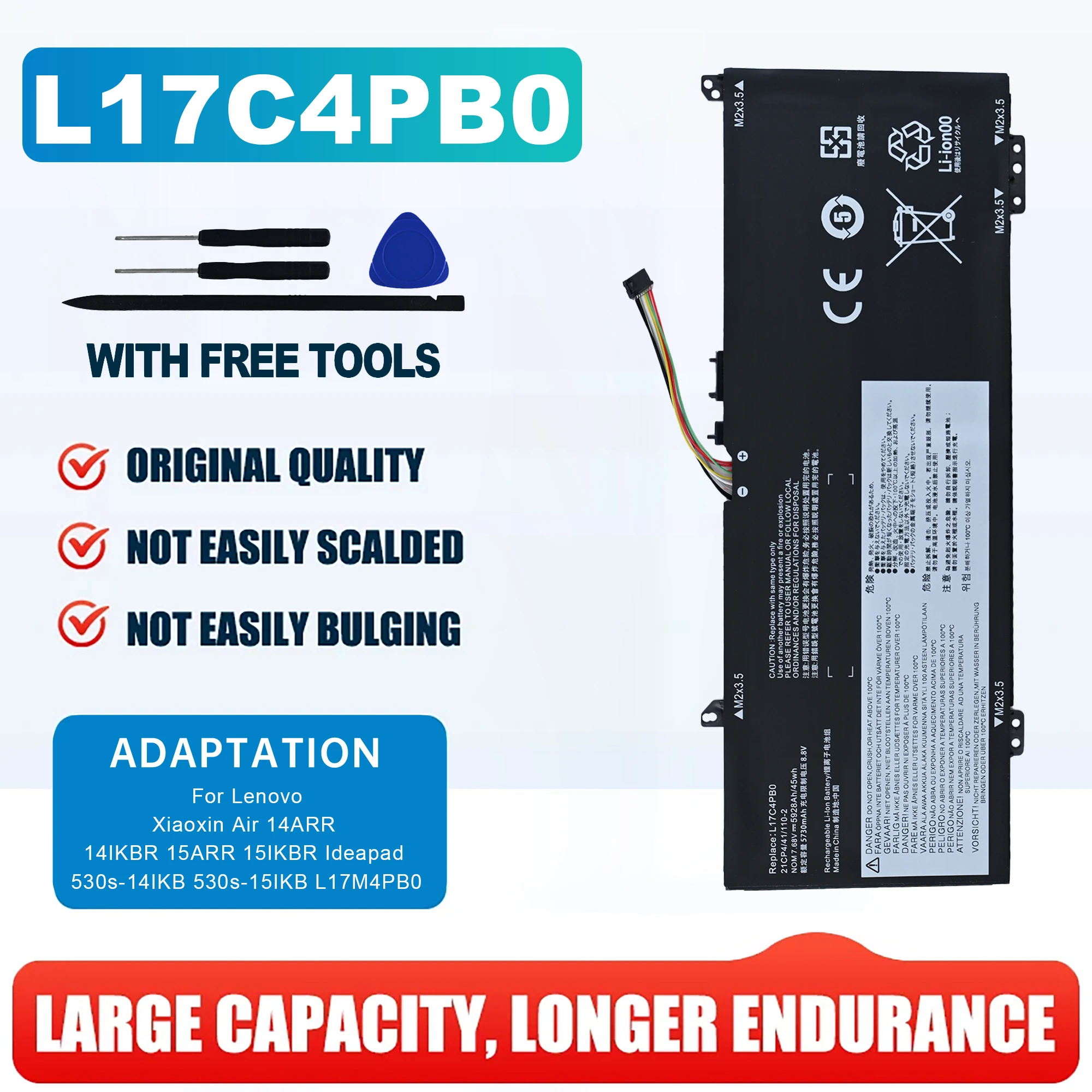 L17C4PB0 Laptop Battery For Lenovo Xiaoxin Air 14ARR 15ARR Ideapad 530S 14IKB 15IKB Yoga 530 Flex 6 L17M4PB0 L17C4PB2