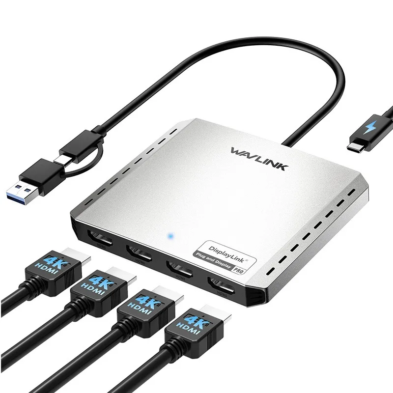 Quad 4K@60Hz Universal Display Adapter Global Debut with DisplayLink DL7400 for Intel/M1/M2/M3/M4 Mac