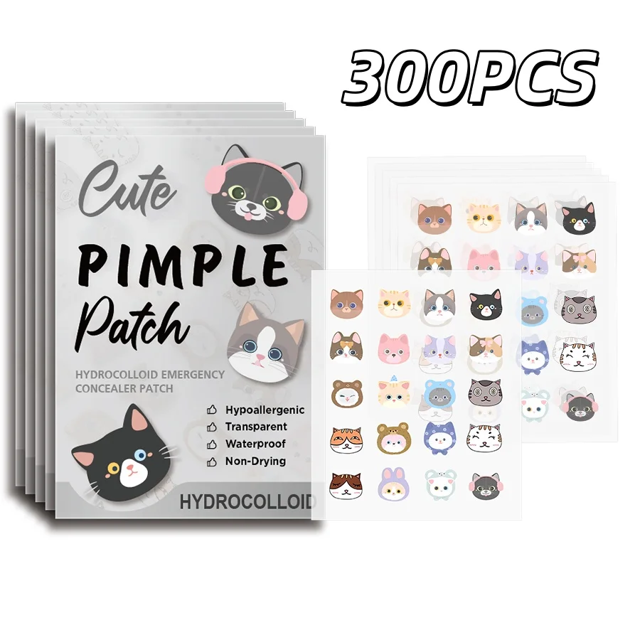 Salicylic Acid Acne Patches - Invisible & Cute Cat-Shaped Stickers to Fight Pimples and Soothe Skin