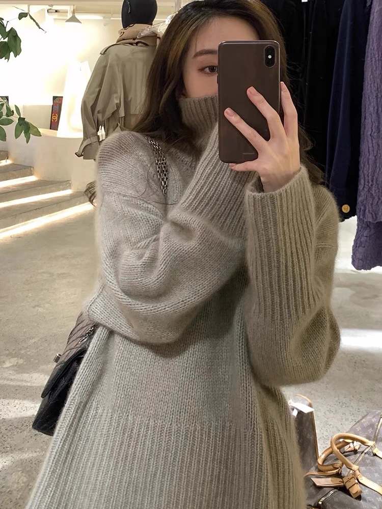 

High-Grade Lazy Cashmere Turtleneck Loose Thick Sweater Joker Style Top for Casual Comfortable Look