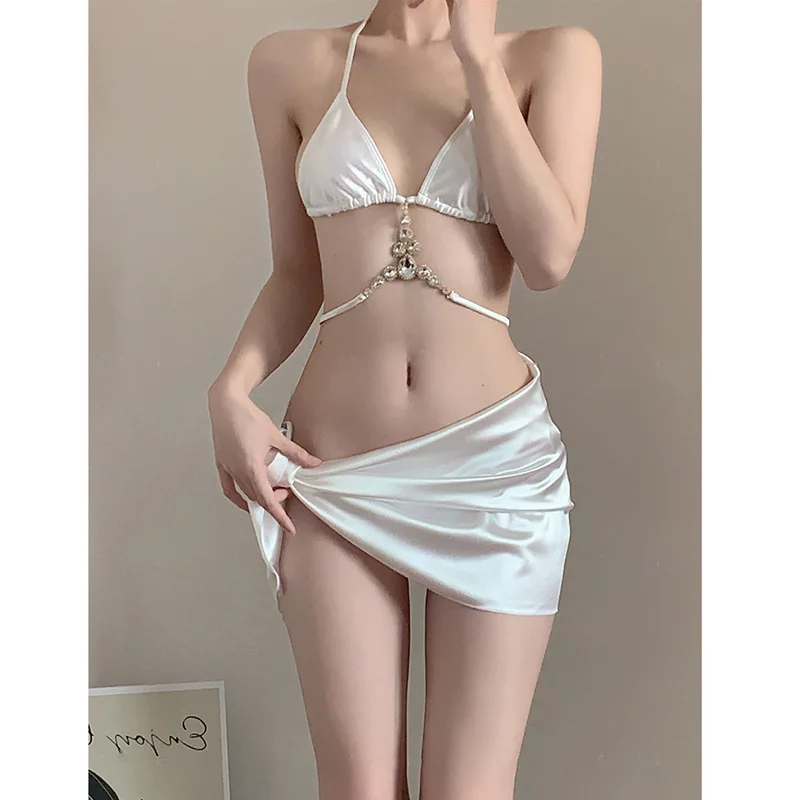 3-х предметный разделенный купальник, женский роскошный драгоценный камень, высококачественный бикини на бретельках, спа-купальник, комплект бикини со стразами, купальный костюм, накидка, стринги