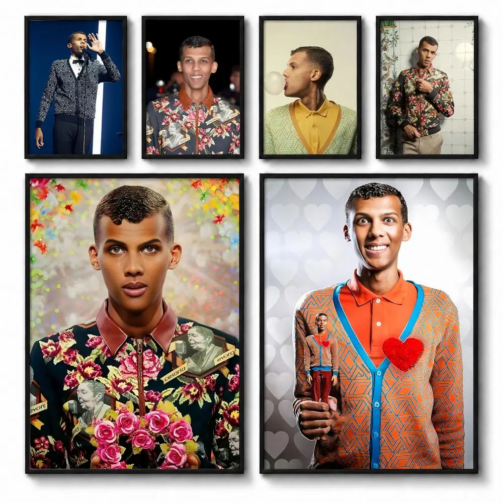 Stromae Pop Singer Music Style Poster Self-adhesive Art Waterproof Paper Sticker Coffee House Bar Room Wall Decor