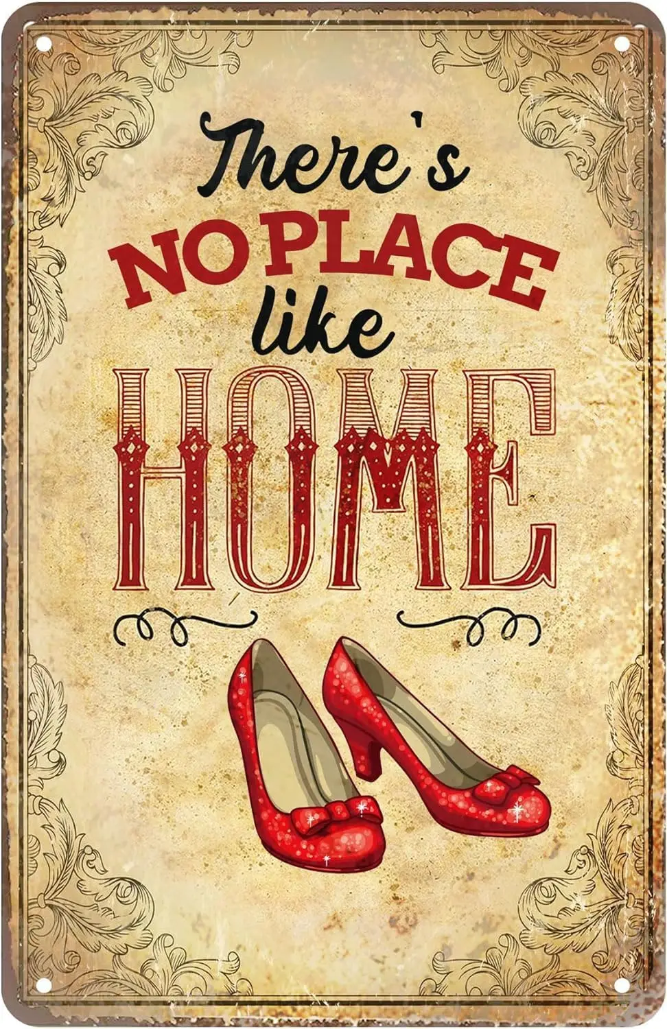 Tin Sign There'S No Place Like Home Metal Sign Kitchen Bedroom Wall Decor For Home Gate Garden Bar Restaurants Cafes Store  sign