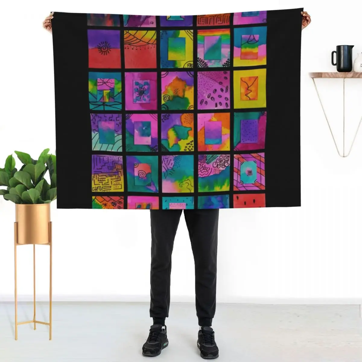 HHPS Art Show, Class 4C, Ink and Watercolour: Strength Lies In Differences Throw Blanket Beach Flannels Giant Sofa Blankets