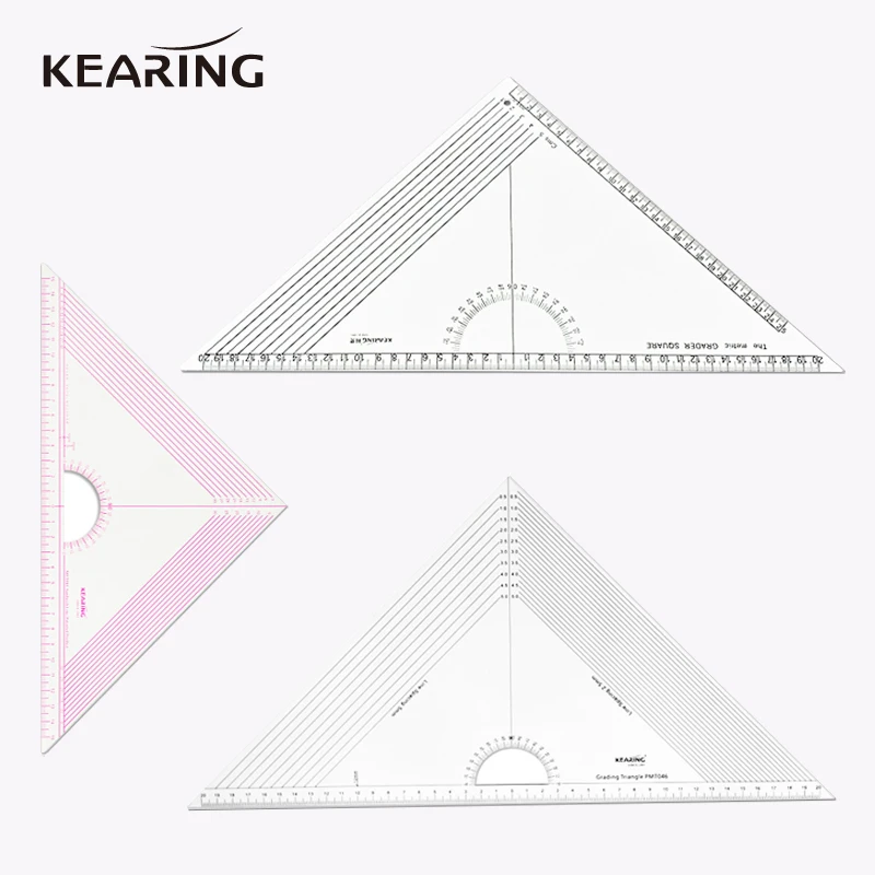 Kearing Flexible Plastic Metric Grading Triangle Ruler with Protractor,  45 Degree Triangle Ruler for Sewing Quilting