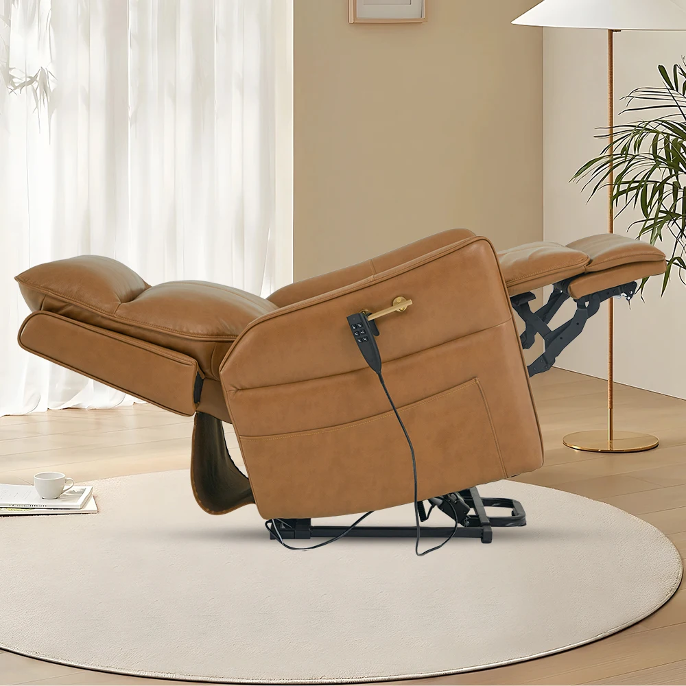 

Modern Home Living Room Leather Sofa Recliner Chair for Elderly Functional with Cup Holder and Massage Feature
