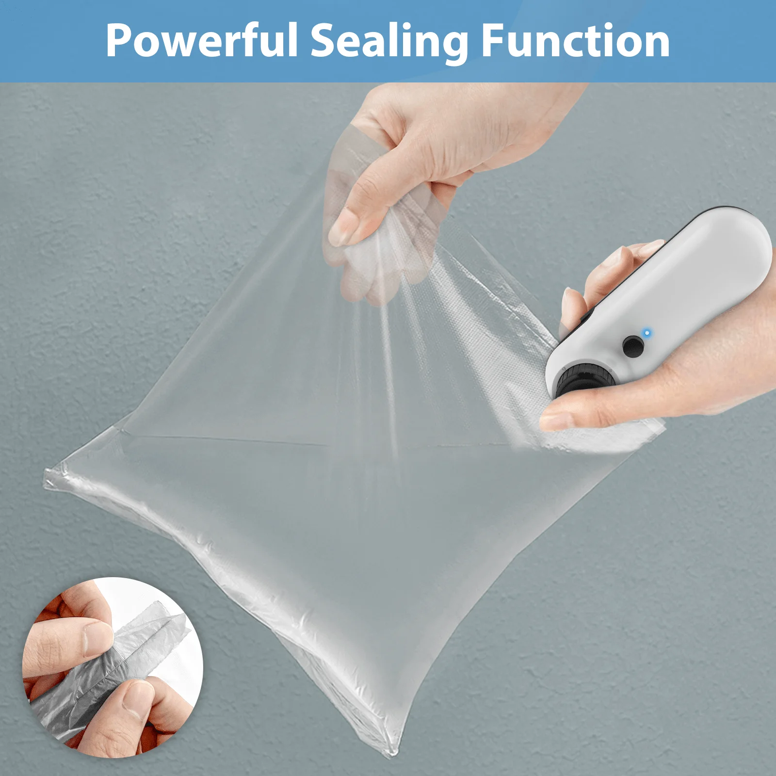 1pc Rechargable 2 In 1 Bag Mini Heat Sealer, Storage Bag Plastic Package  Snack Sealer Clip Bag Handheld Heat Sealer, Plastic Ba