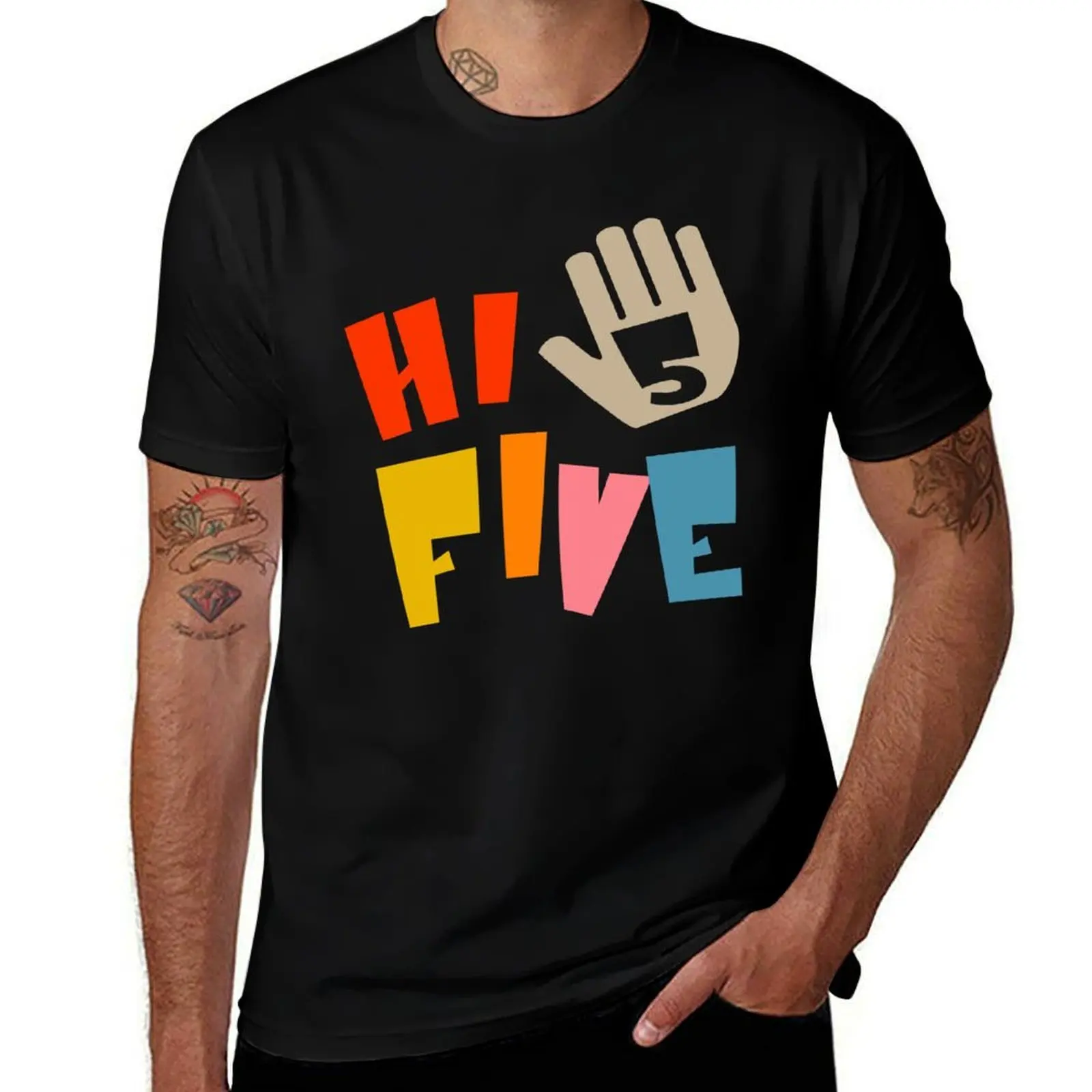 Hi Five fifth birthday T-Shirt Fashion Casual Short Sleeve T-Shirt