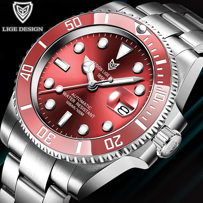 2024 LIGE Luxury Men\'s Mechanical Wristwatches Stainless Steel Diver Watch Men Top Brand Automatic Watch For Men Reloj Hombre