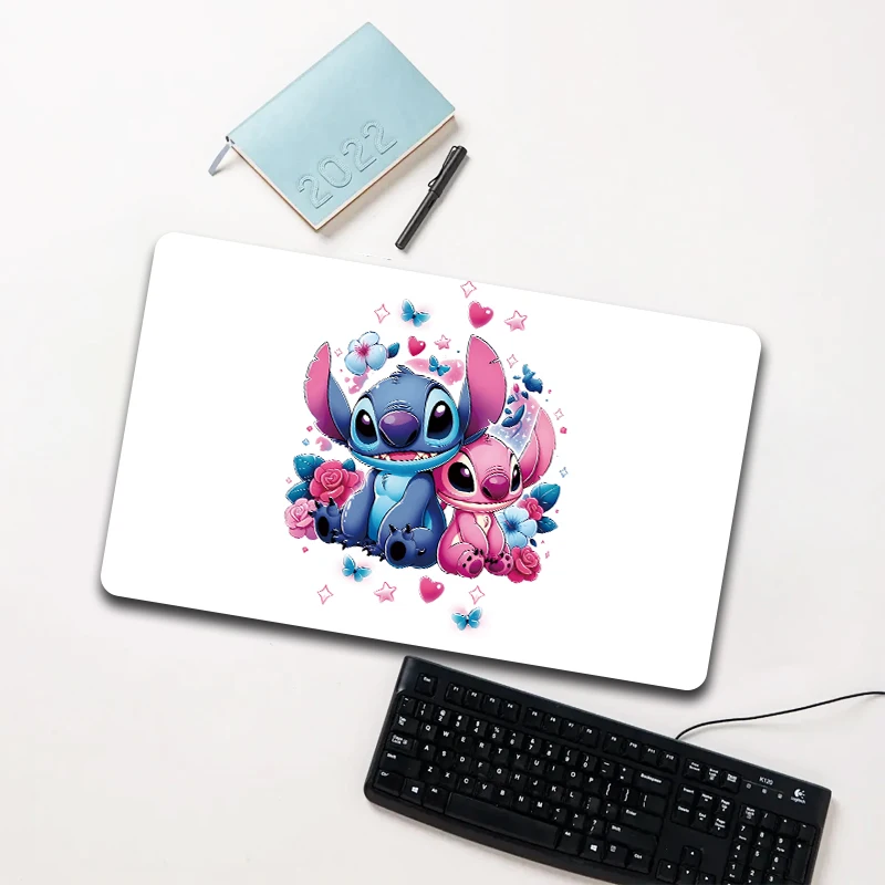 

Disney Stitch Twins with Flowers Mouse Pad Large Non-slip Waterproof Desk Mat for Computer Laptop