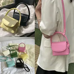 Mini PU Leather Crossbody Bag Woman Girls Candy Color Handbag Fashion Shoulder Bags Cute Lipstick Pouch Coin Purses Casual Tote