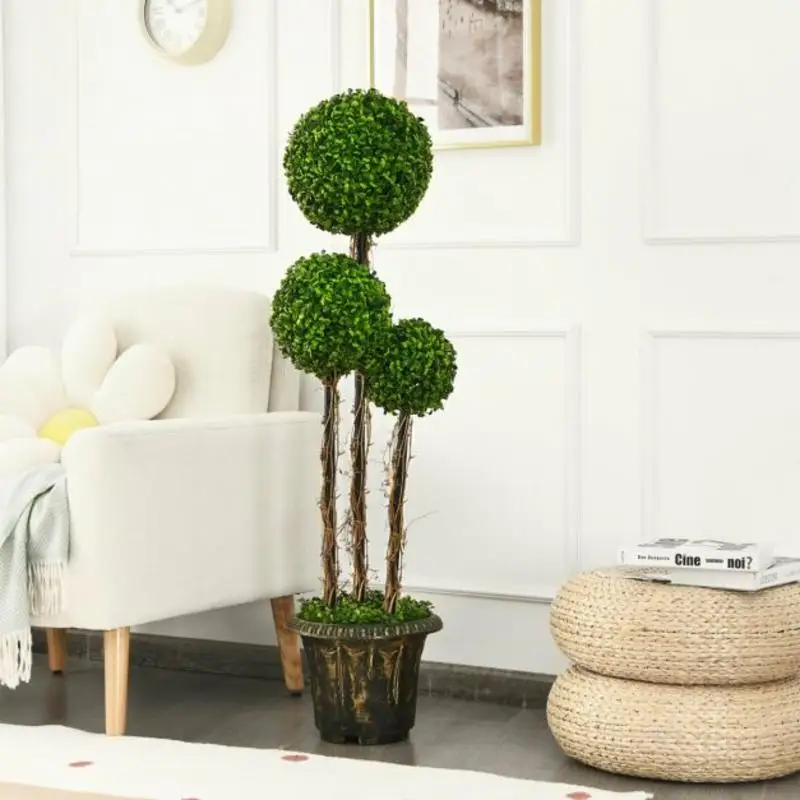 

4 Feet Artificial UV Resistant Topiary Triple Ball Tree Plant