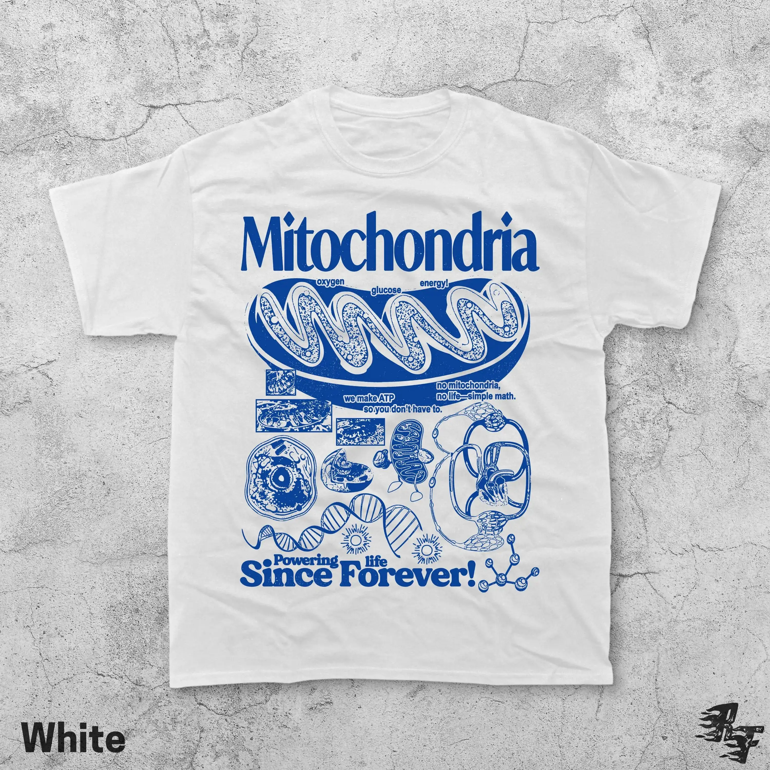 Geek Lab Humor Top Mitochondria Vintage Science T-Shirt Retro Biologie Grafik-T-Shirt 90er Jahre Akademisches Zellendiagramm Print T-Shirt Unisex