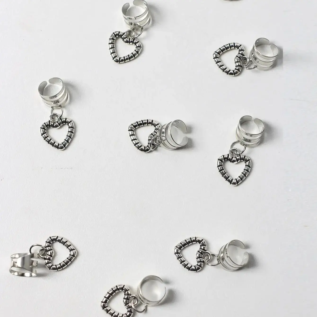 Clearance_10pcs Hollow Out Heart Dreadlocks Beads Hair Braid Rings Clips Dread Locks Hair Braiding Cuffs Decoration/Accessories_ image 5
