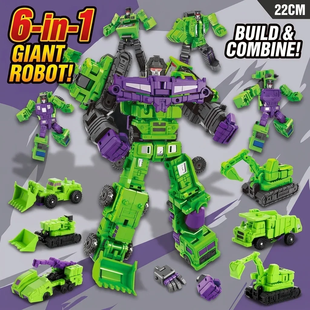6-in-1 Devastator Transformation Robot Toy 22CM Action Figure Model Mini Vehicle Deformation Robots Gift for Kids Boys Children
