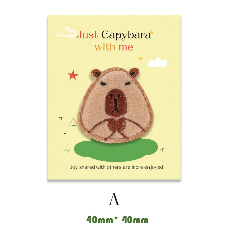 1-teilige süße Capybara bestickte Kleidungsaufnäher für Kleidung, Patch-Stoffaufkleber – Detail 6