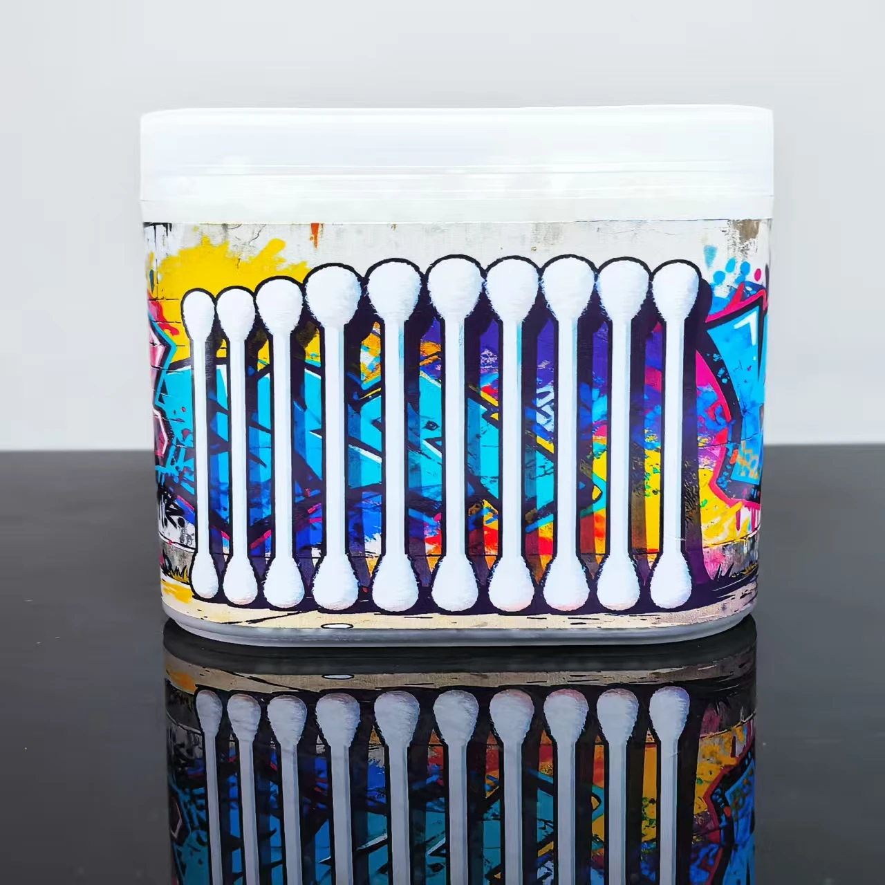 600pcs/1200pcs creative oil paint-style pattern box-packed double-headed cotton swabs with fine shaft cotton swab sticks