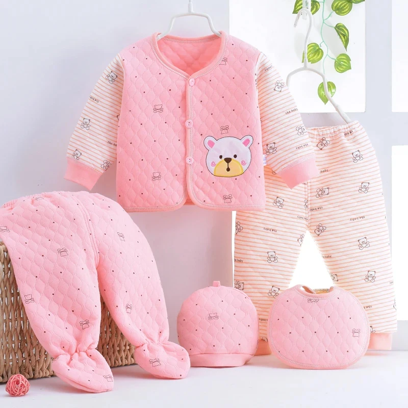 5pcs! 2023 Winter high quality Warm Underwear baby sets new born baby boy clothes and girl clothing infant set for NB 0-3M