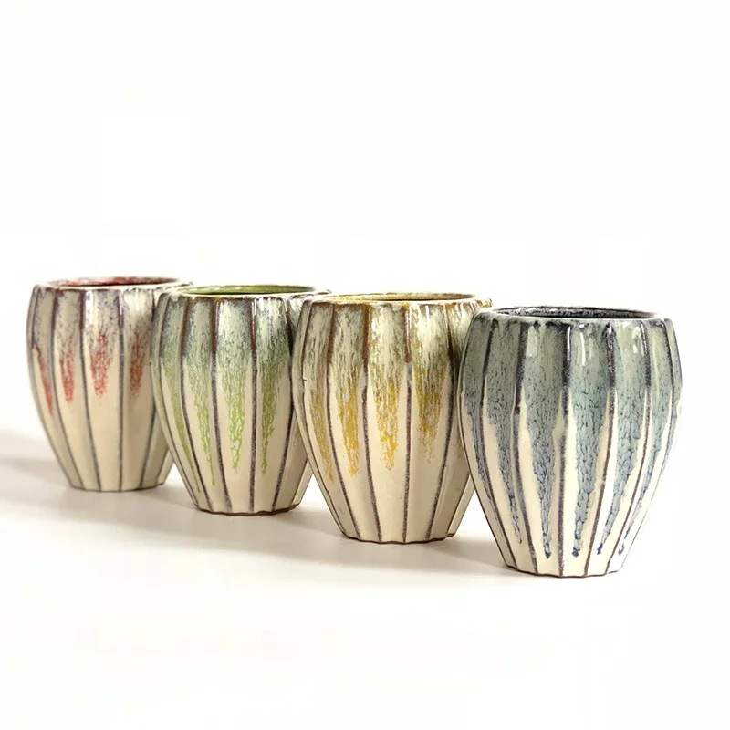 

ceramic flower pot glazed bamboo and wood flower pot with iron frame hotel decoration garden decoration hanging vase